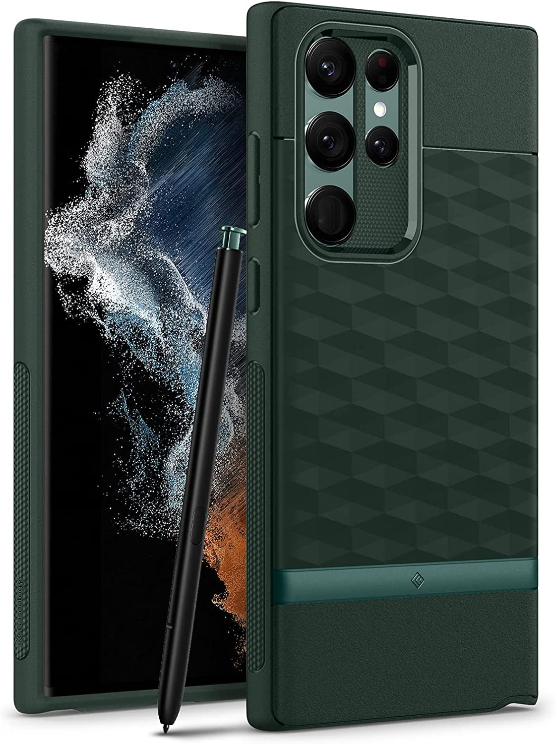 Caseology Parallax for Galaxy S22 Ultra Case Enhanced Ergonomic Design - Indi Pink  Spigen Midnight Green  