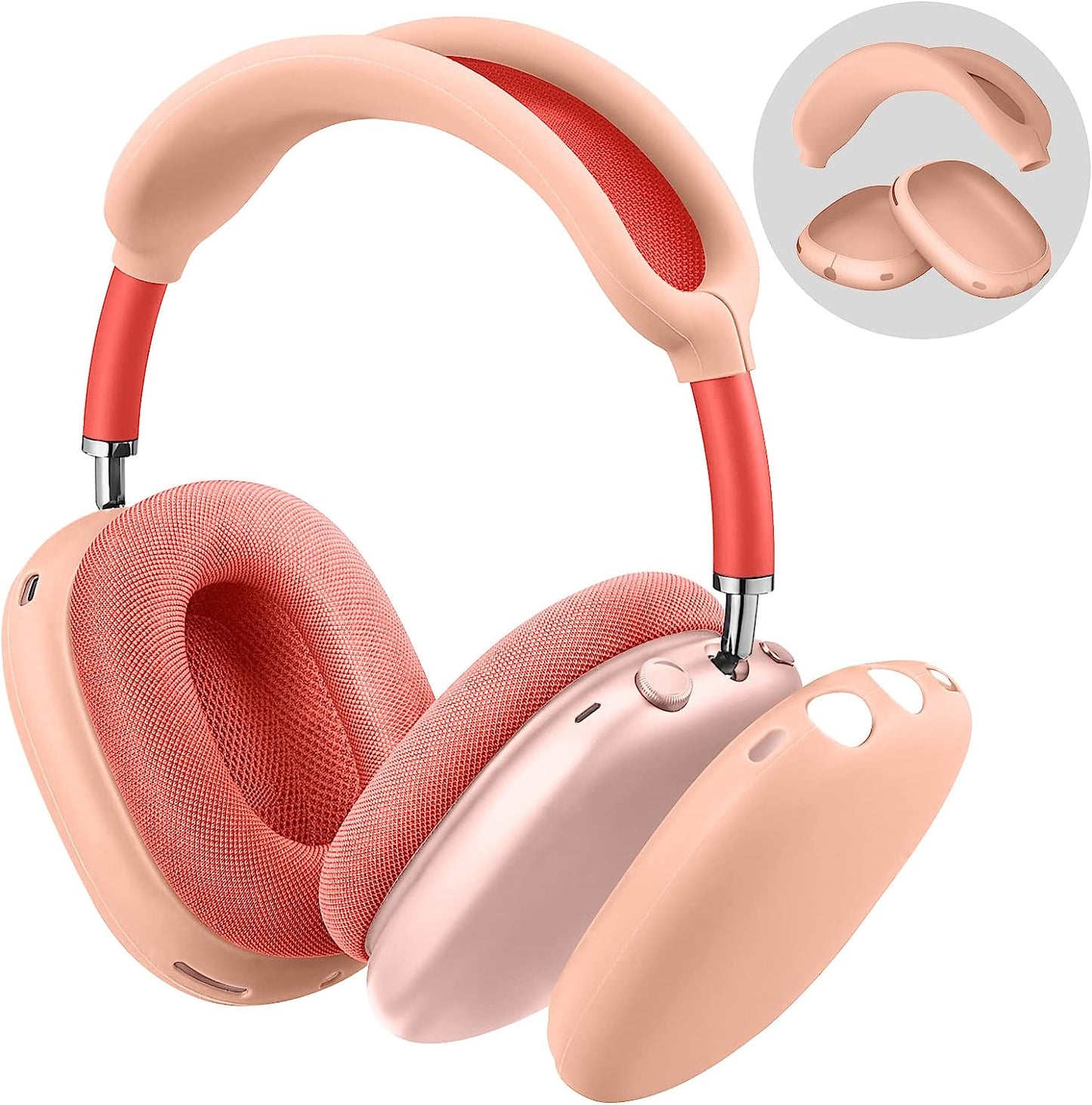 Fintie Silicone Case Cover for Airpods Max Headphones, Anti-Scratch Ear Cups Cover and Headband Cover for Airpods Max, Accessories Skin Protector for Airpods Max (Black)  FINTIE Pink  