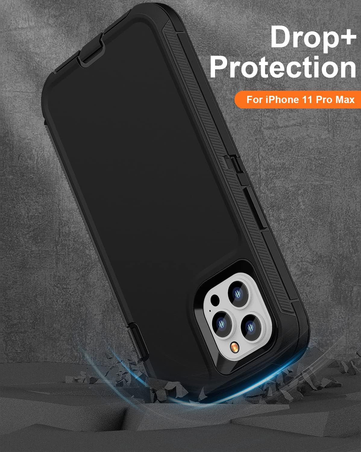 FEIYAR HOME Design for Iphone 11 Pro Max Case with 2 X Tempered Glass Screen Protector, Military Grade Full Body Drop Protective Shockproof Heavy Duty Case for Iphone 11 Pro Max 6.5 Inch (Black)  FEIYAR HOME   