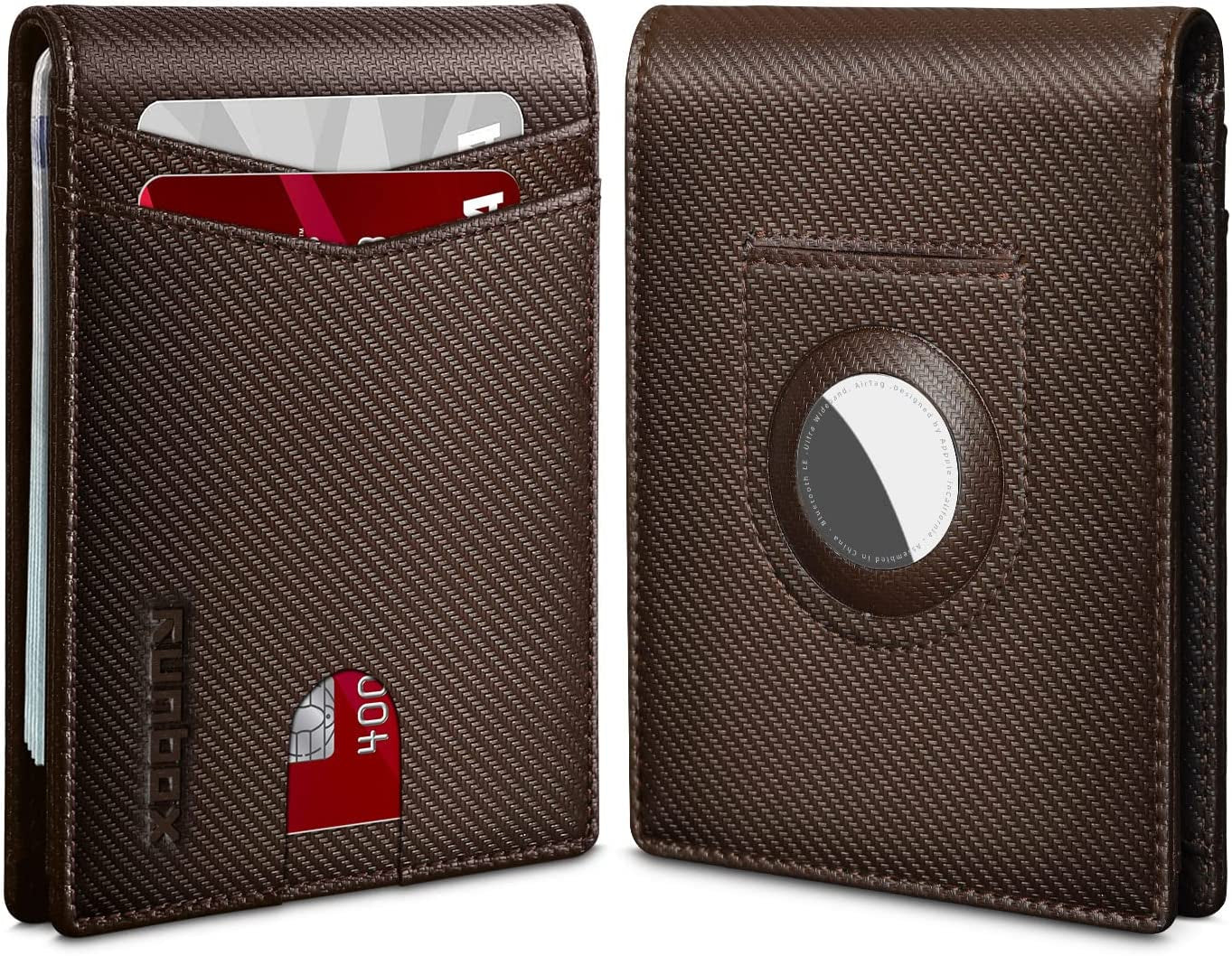 RUNBOX Airtag Wallet for Men-Mens Wallets with Slim Bifold-Air Tag Holder-Rfid Blocking Wallet-Id Window 12 Cards Gift for Men  RUNBOX Fine coffee  