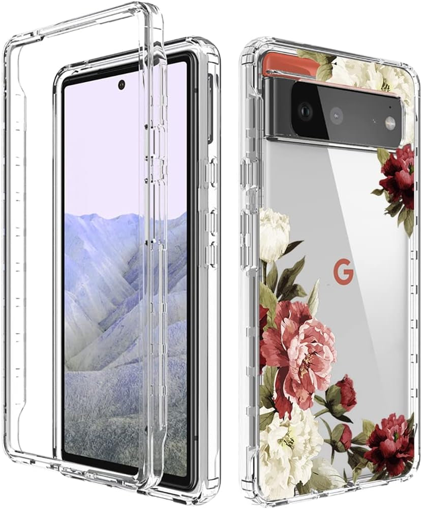 Yodueiv for Pixel 6 Pro Case,Pixel 6 XL G8VOU Case, Full-Body Cute Clear Floral Pattern Protective Phone Cover Case for Google Pixel 6 Pro 5G (Flower)  Yodueiv   