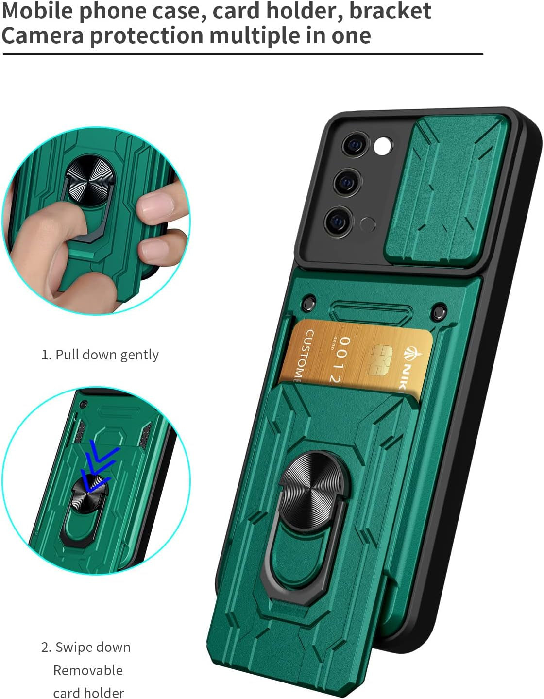 Ccsmall Case for Samsung Galaxy Note 20 5G with Card Holder, Heavy Duty Protection Phone Case with Magnetic Ring Kickstand Slide Camera Cover for Samsung Galaxy Note 20 4G/5G LJK White  CCSmall   