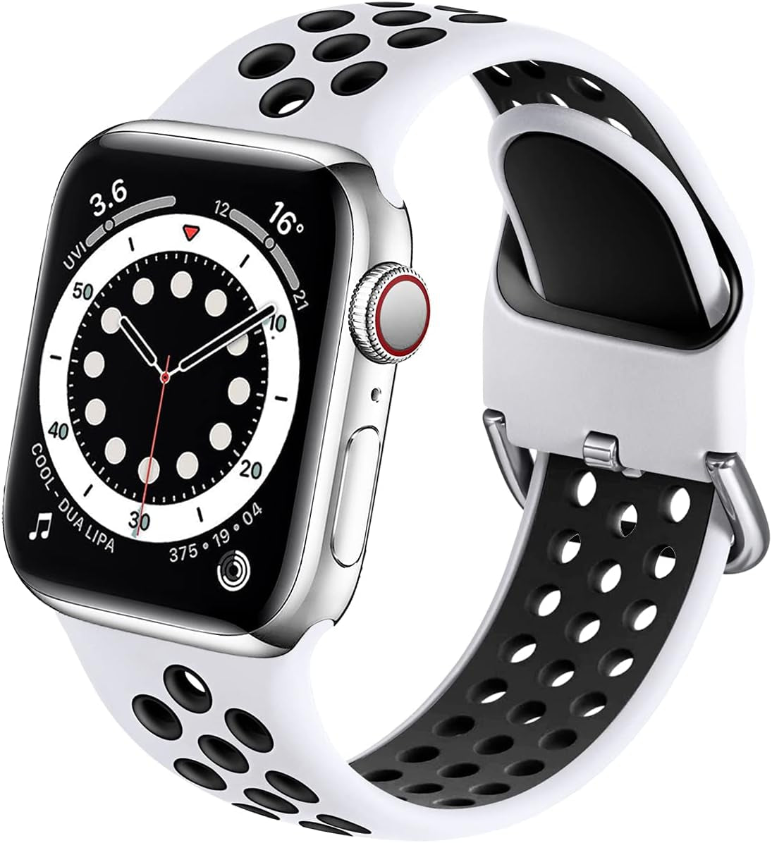 Muranne Sport Band Compatible with Apple Watch 38Mm 40Mm 41Mm 42Mm 44Mm 45Mm 49Mm for Women Men, Sport Breathable Soft Silicone Replacement Strap for Iwatch SE Ultra Series 8 7 6 5 4 3 2 1, S/M M/L  Muranne White/Black 42mm/44mm/45mm/49mm S/M 