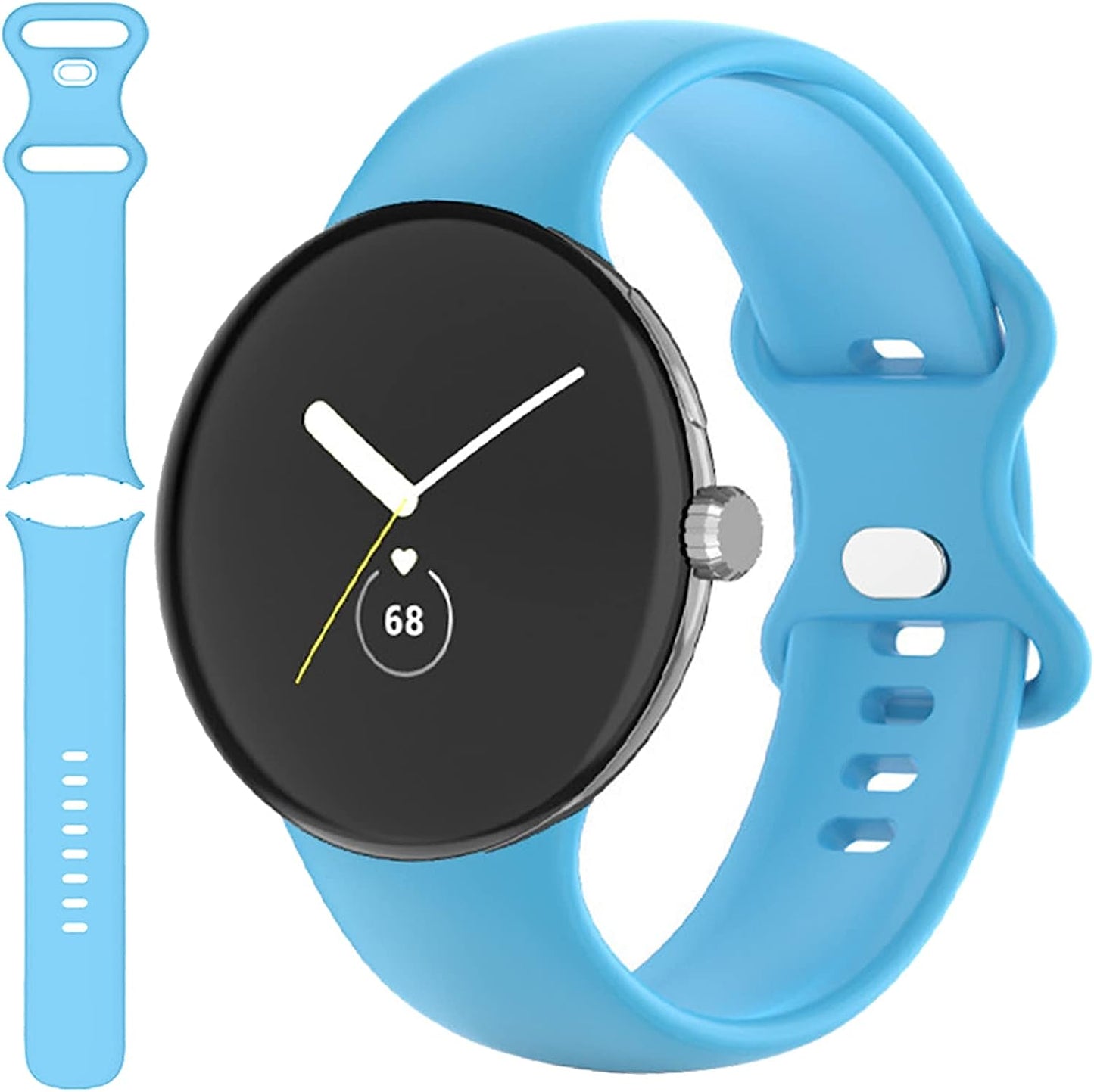 Miimall Compatible for Google Pixel Watch Band Silicone, Flexible Quick Fit Strap for Women Men, Breathable Lightweight Replacement Band Strap for Google Pixel Watch(Deep Green)  Miimall Blue Large 