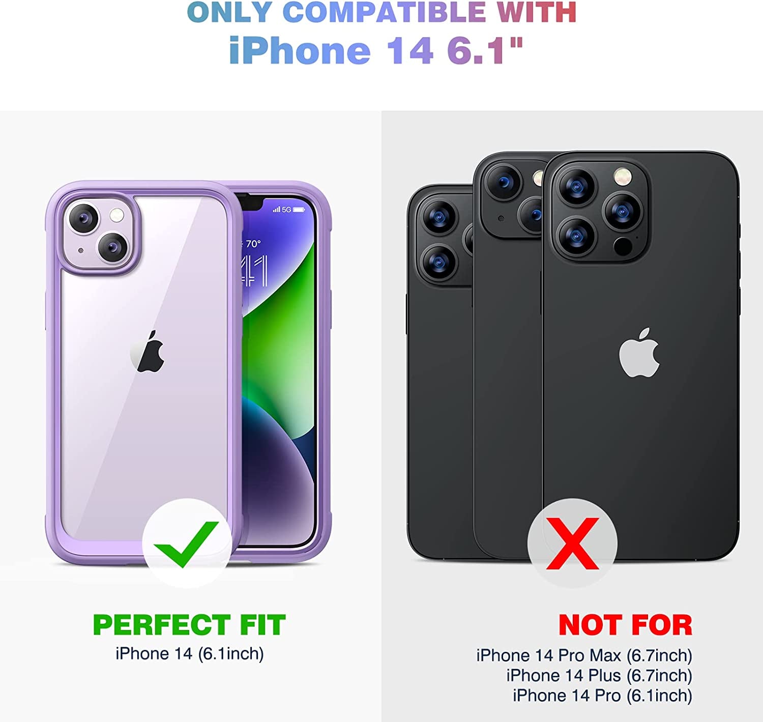 Diaclara Designed for Iphone 14 Case, Full Body Rugged Case with Built-In Touch Sensitive Anti-Scratch Screen Protector, with Camera Lens Protector for Iphone 14 6.1" (Peri Purple)  Diaclara   