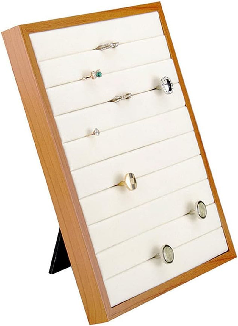 Homeanda Black Velvet L-Shaped 50 Slots Ring Earring Jewelry Display Tray Organizer Holder (L-Shaped 50 Slots-Black)  Homeanda 9 Long Slots  