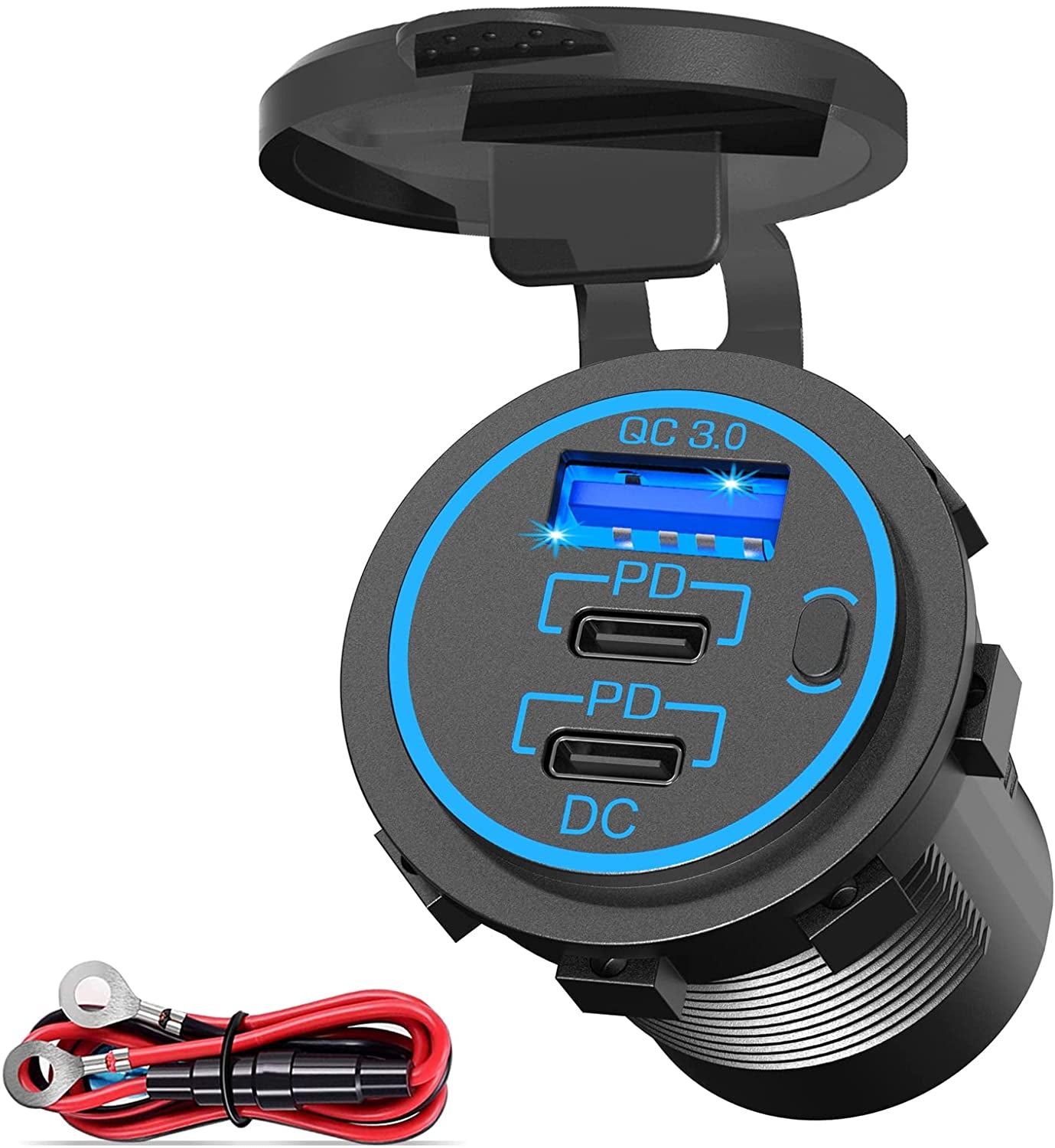 12V USB Outlet USB C Car Charger Socket – Newest 58W Lengthened RV USB Outlet 12V Socket Dual 20W PD3.0 USB-C and 18W QC3.0 Car USB Port with Button Power Switch for Car Boat Marine RV Motorcycle  Shenzhen GSG Technology Co.Ltd   