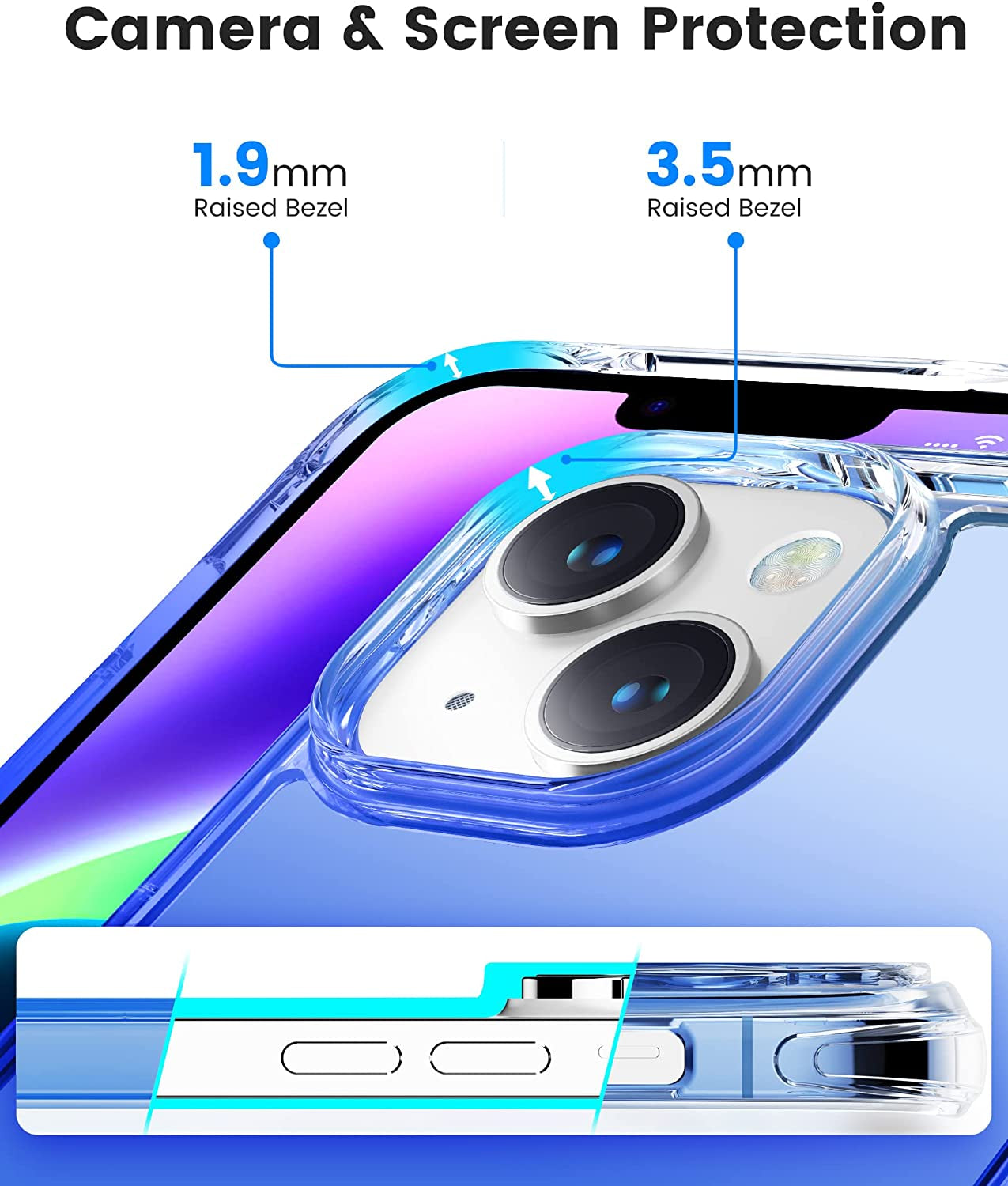 Mkeke for Iphone 14 Case Clear, for Iphone 13 Case Clear, Sturdy Phone Case with Military Grade Protective Bumpers for Iphone 14/13, Black  Shenzhen Make Technology Company Limited   