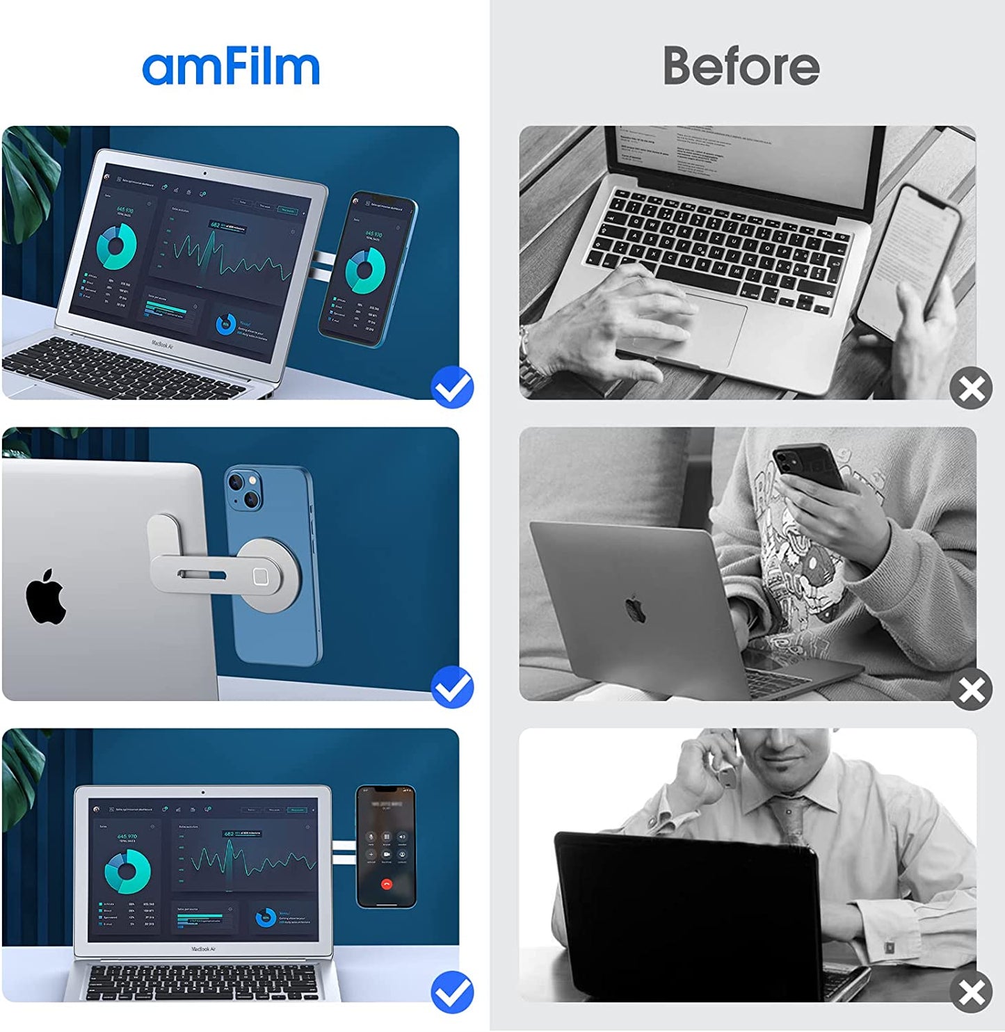 Techmatte Magnetic Phone Holder for Laptops Compatible with Iphone 14 13 12 Pro Max Iphone 14 Plus, Peloton Bike, Monitor Expansion, Portable Electronic Device Stand, Adjustable,Arm,Handle,Portable  TechMatte   