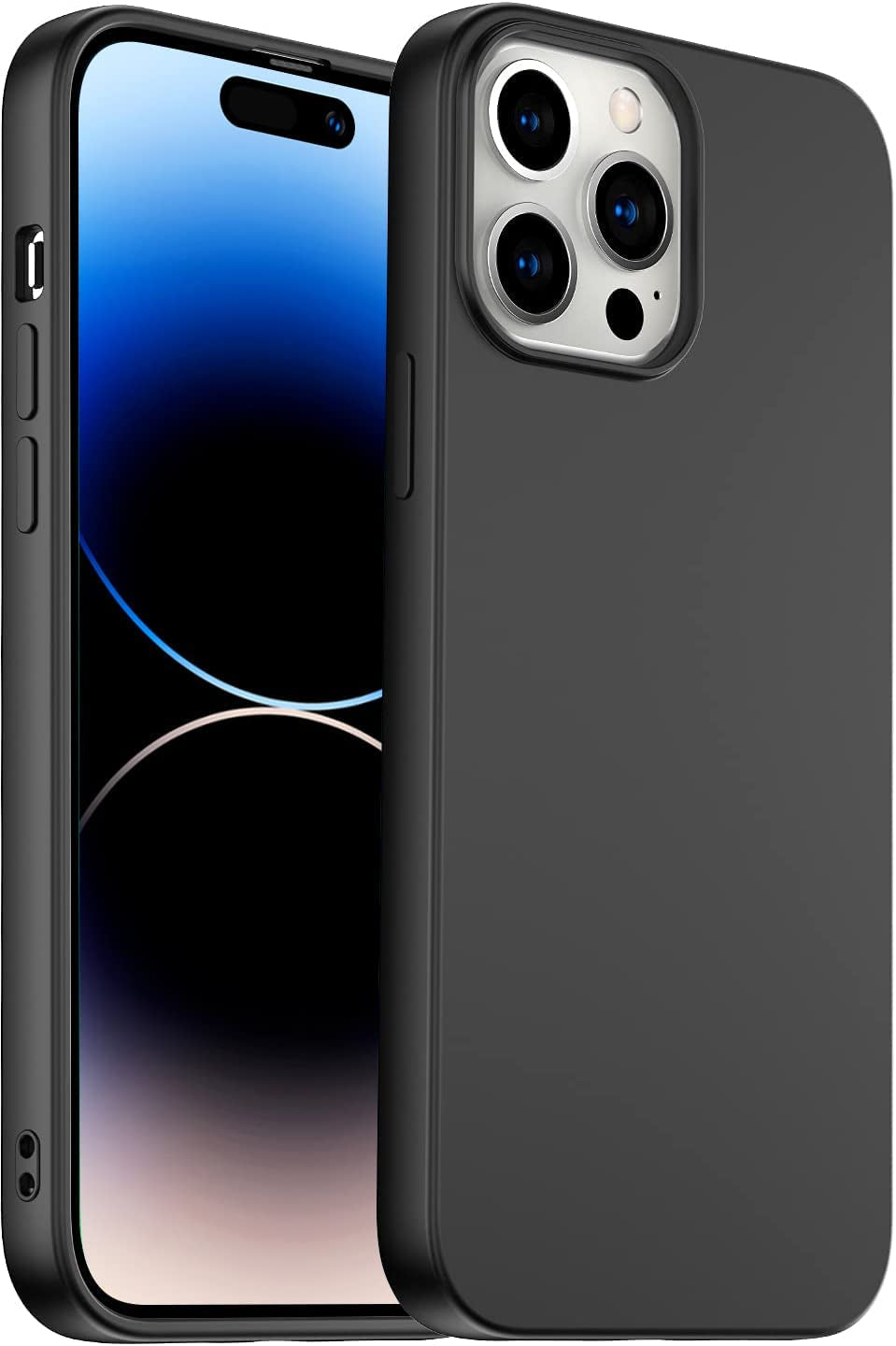 Amytor Designed for Iphone 14 Pro Case, Silicone Ultra Slim Shockproof Phone Case with Soft Anti-Scratch Microfiber Lining, [Enhanced Camera Protection] 6.1 Inch (Coral)  Amytor Black Iphone 14 Pro 