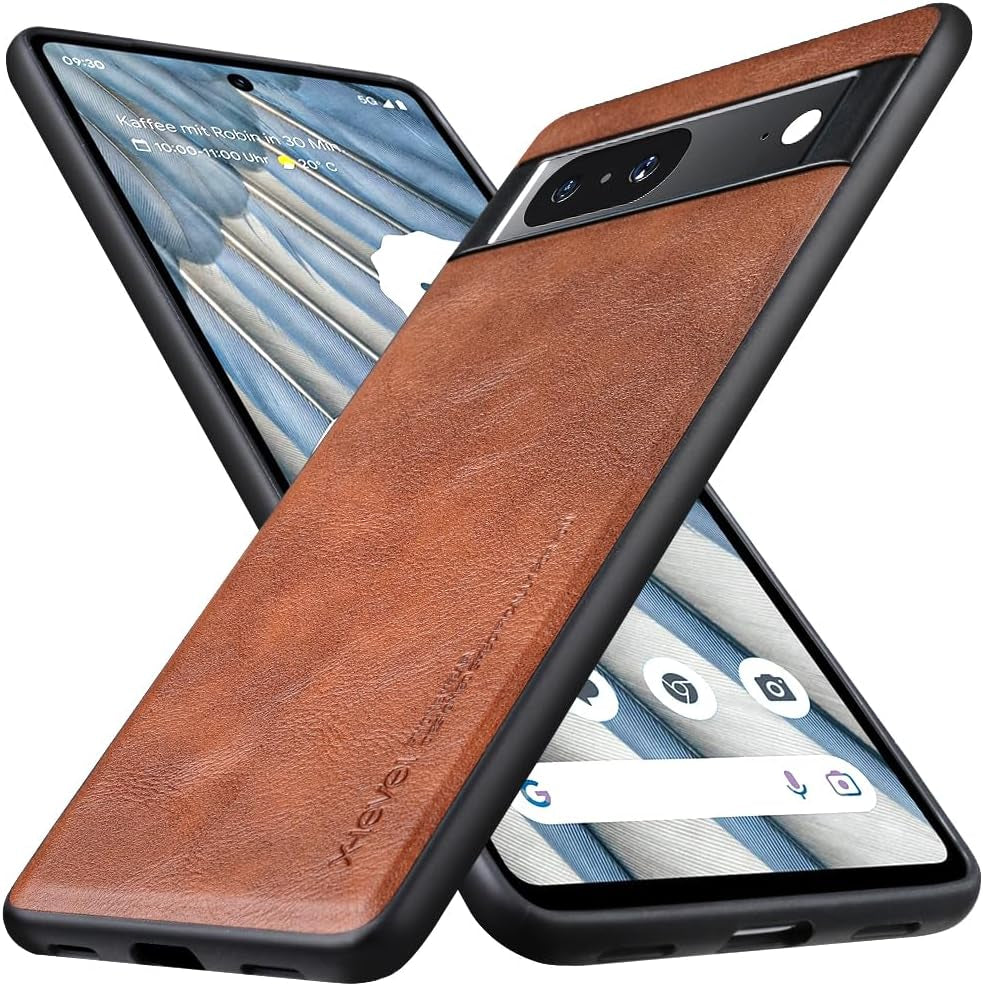 X-Level Google Pixel 7A Case, Thin Slim Premium PU Leather Elegant Soft TPU Bumper Shockproof Protective Cases Phone Cover for Google Pixel 7A 2023 (Gray)  X-level Brown  