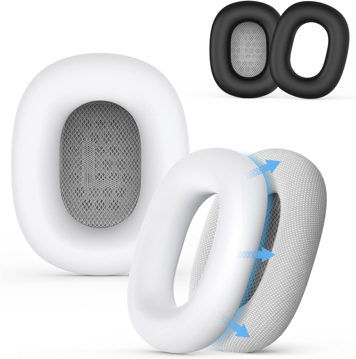 [2 Pairs] Silicone Ear Pads Cover for Airpods Max Headphones Cushions, Sweatproof Earpad Case Cover Accessories Soft Silicone Skin Protector for Apple Airpods Max Ear Pads (Pink-White)  Mindresy Black+White  