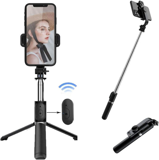 Enkarl Phone Tripod Stand & Selfie Stick Tripod, All in One Cell Phone Tripod, Cellphone Tripod with Wireless Remote and Phone Holder, Portable, Lightweight,Compatible with All Phones(Black)  Enkarl   
