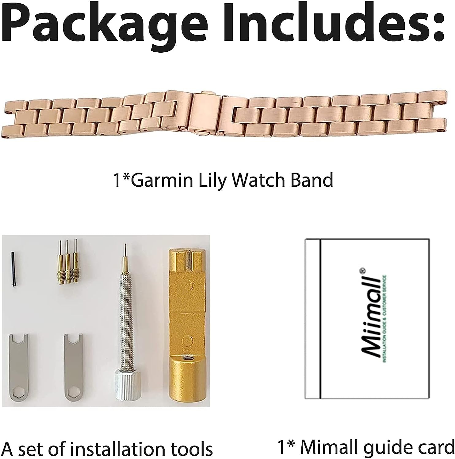 Miimall Metal Watch Band Compatible with Garmin Lily Watch, Stainless Steel Band Adjustable Wristband Replacement Men Women Metal Band Accessories Bracelet Fit for Garmin Lily Smartwatch  Miimall   