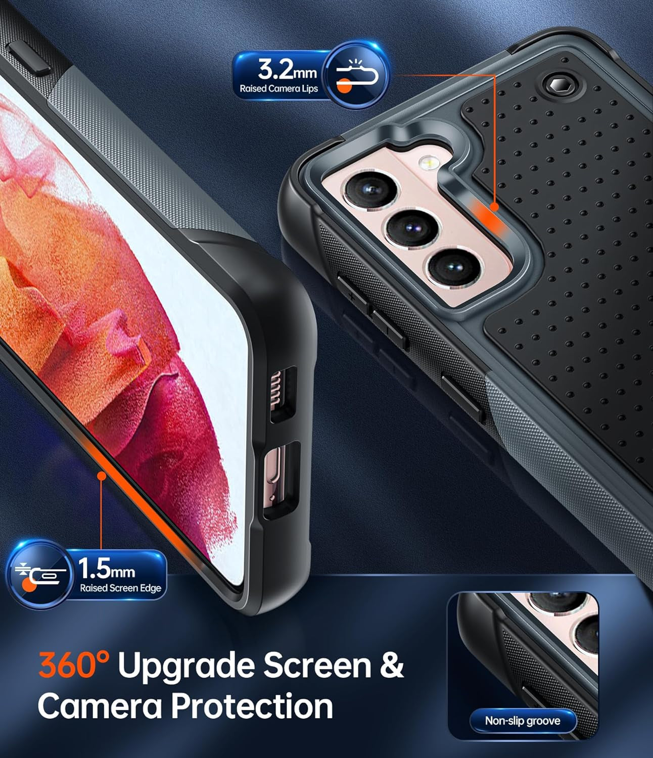 Leyi for Samsung S21 Case, Samsung Galaxy S21 5G Case, Shockproof Heavy Duty Dual Layer Protective Hard PC Textured Back & Soft Bumper Case for Galaxy S21 6.2 Inch, Grey  LeYi   