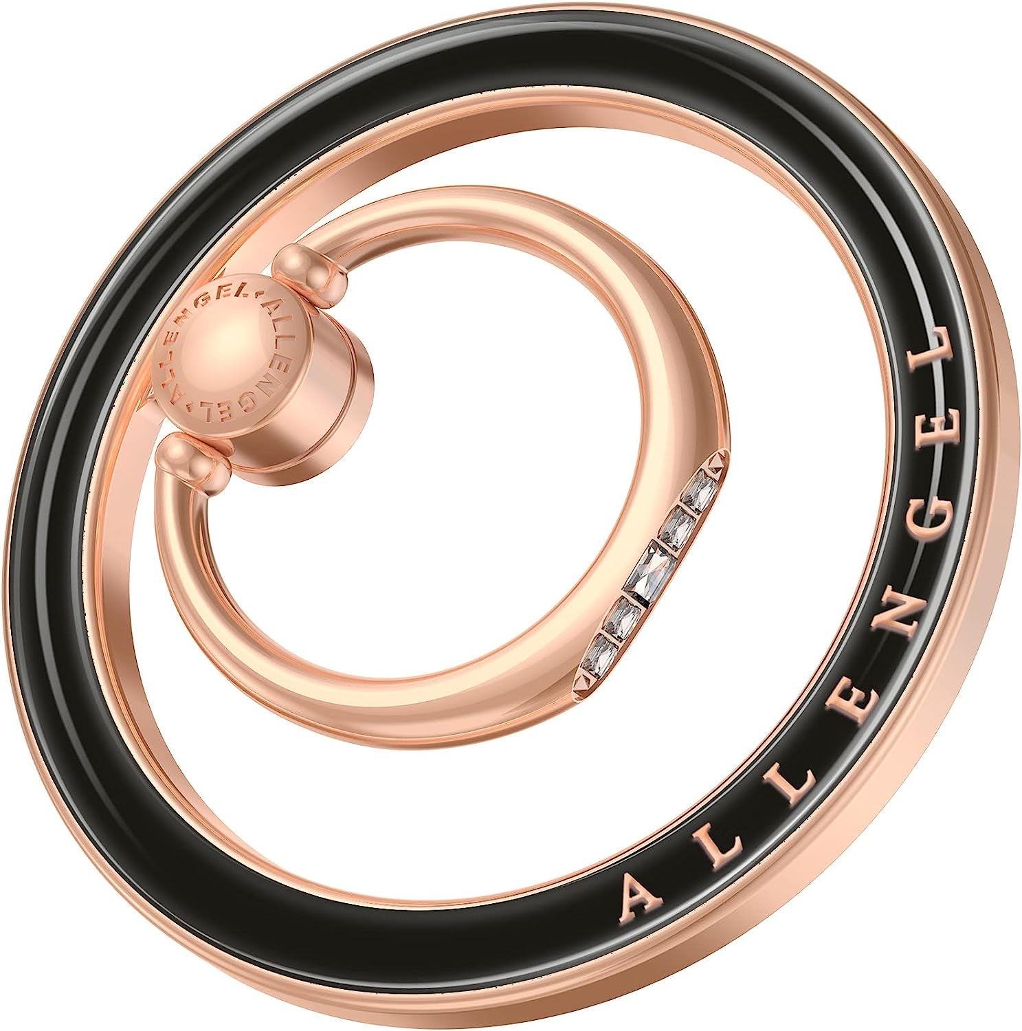 Compatible with Magsafe Phone Grip Stand, Allengel Magnetic Phone Ring Holder with Finger Kickstand for Smartphone, Luxury Gold White  Allengel rosegold black  