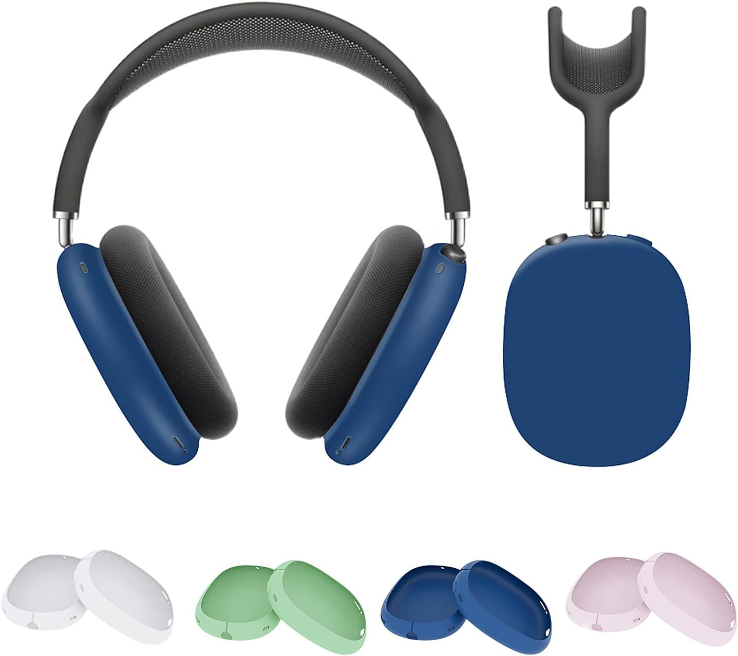 Antetek Silicone Case for Airpods Max Headphone,Soft Silicone Skin Cover Lightweight [Anti Slip] Shock-Proof Shatter-Resistant Protective Frame Full Cover Compatible for Airpods Max (White)  Antetek Dark blue  