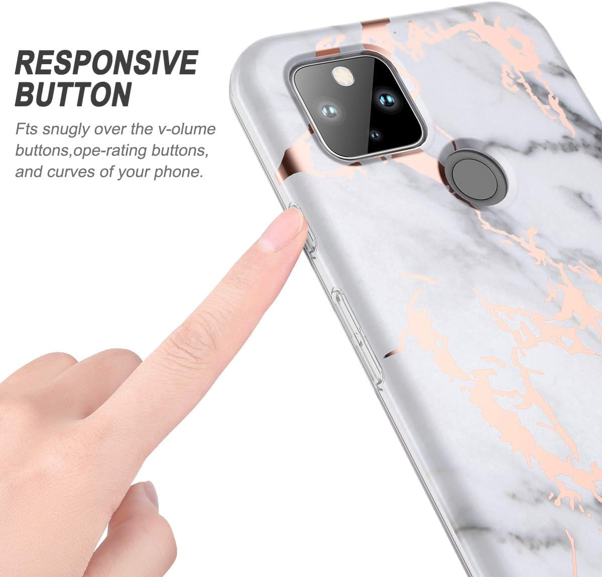 SURITCH Phone Case for Google Pixel 4A 5G 【NOT for 4G】, Front Cover with Built-In Screen Protector Full-Body Protection Shockproof TPU Bumper Protective Case for Girl Women Cute, Gold Marble  SURITCH   