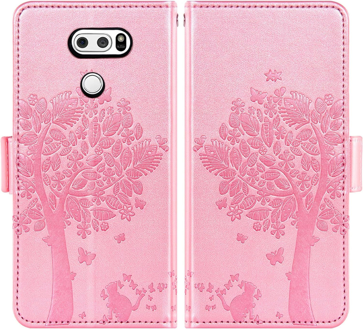 Asuwish Compatible with LG V35 Thinq V30 plus Wallet Case and Tempered Glass Screen Protector Flip Wrist Strap Card Holder Cell Phone Cover for LGV30 LGV35 LG30 LG35 V 30 35 V30+ V30S H931 Rose Gold  Asuwish   