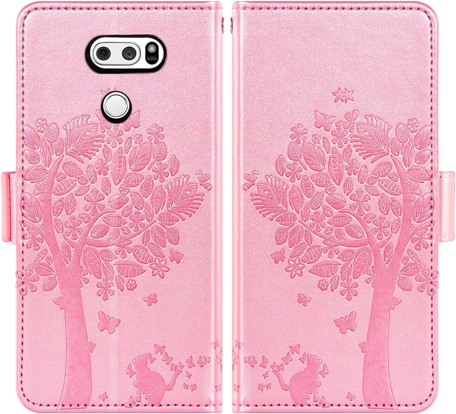 Asuwish Compatible with LG V35 Thinq V30 plus Wallet Case and Tempered Glass Screen Protector Flip Wrist Strap Card Holder Cell Phone Cover for LGV30 LGV35 LG30 LG35 V 30 35 V30+ V30S H931 Rose Gold  Asuwish   