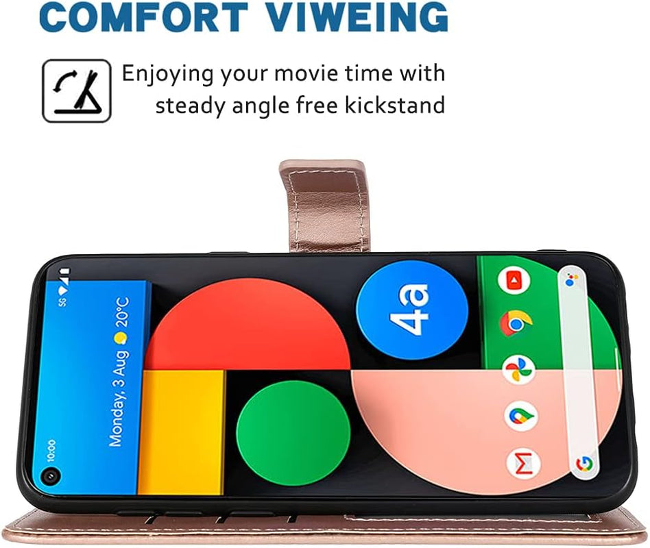 FDCWTSH Compatible with Google Pixel 4A 5G 6.2 Wallet Case Wrist Strap Lanyard Leather Flip Cover Card Holder Stand Cell Phone Cover for Pixel4A5G UW Pixel4A 5G Pixle A4 G5 Pixle 4A5G 5XL Rose Gold  FDCWTSH   