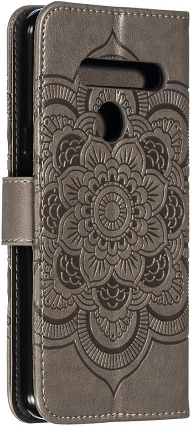 HMTECHUS LG G8 Thinq Case Embossing Durable Shell Card Slots Holder Luxury PU Leather Wallet Bookstyle Magnetic Stand Shockproof Protection Flip Cover for LG G8 / G8S / G8 Thinq Mandala Gray LD  HMTECHUS   
