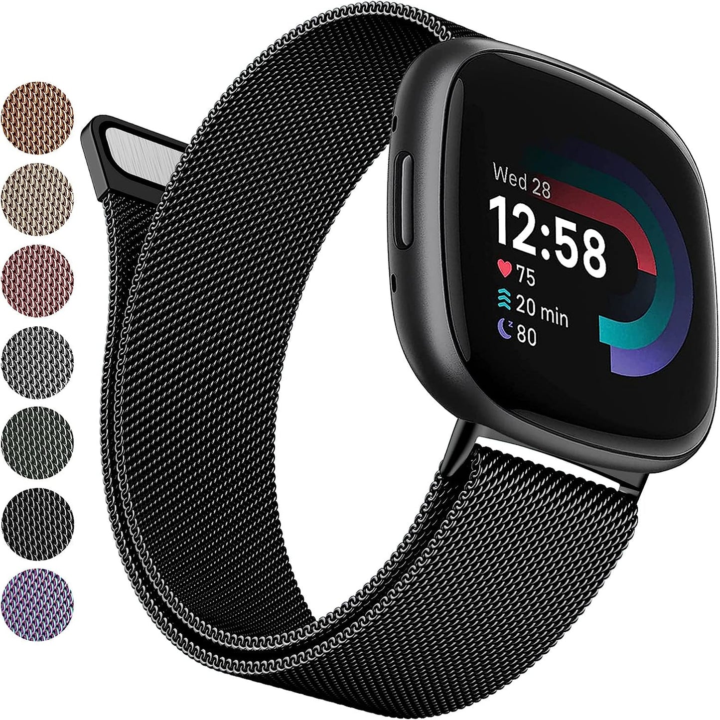 YILED Metal Bands Compatible with Fitbit Versa 3/Versa 4/Fitbit Sense/Sense 2 for Women Men, Stainless Steel Mesh Breathable Wristband Strap with Adjustable Magnet Lock  YILED   