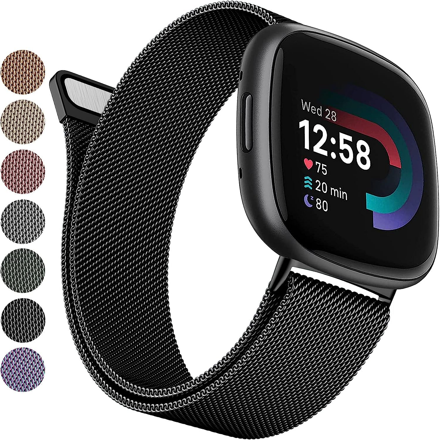 YILED Metal Bands Compatible with Fitbit Versa 3/Versa 4/Fitbit Sense/Sense 2 for Women Men, Stainless Steel Mesh Breathable Wristband Strap with Adjustable Magnet Lock  YILED   