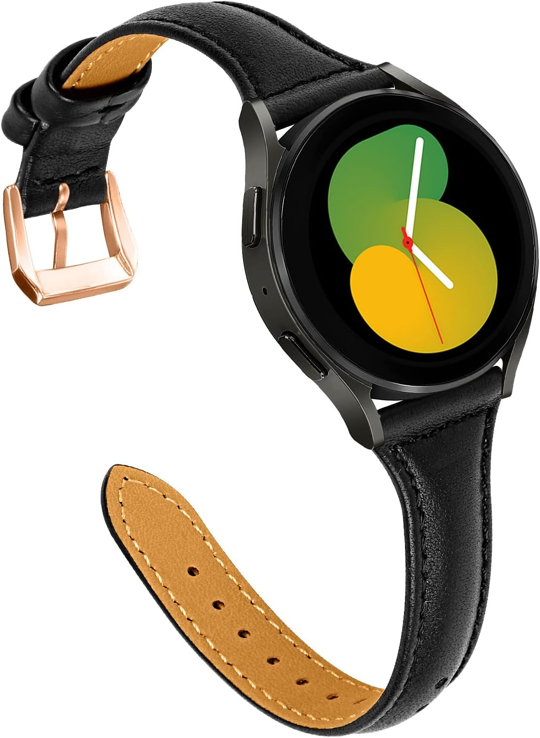 JOYOZY Leather Band Compatible with Samsung Galaxy Watch 5/4 40Mm 44Mm,Active(40Mm)/2(40Mm)(44Mm),Stylish Slim Wristband Strap for Galaxy Watch 42Mm/Samsung Galaxy Watch 4 Classic/Watch 5 Pro 45Mm  Joyozy Black / Rose Gold  