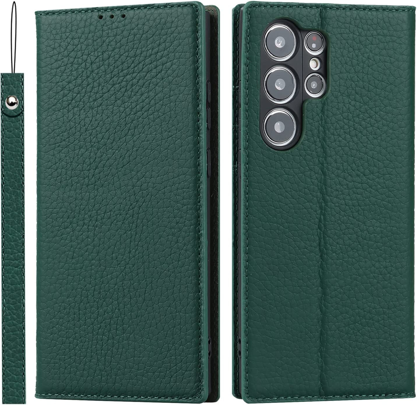 Ｈａｖａｙａ Samsung Galaxy S23 Ultra Case Wallet Magsafe Compatible,Samsung Galaxy S23 Ultra Wallet Case with Card Holder，Magnetic Detachable Flip Cover for Women Men Mujer-Black  Ｈａｖａｙａ Green Samsung Galaxy S23Ultra 