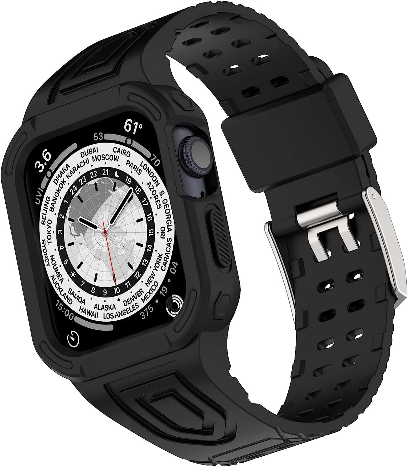NINKI Compatible with Crystal Clear Apple Watch Ultra Band 49Mm with Bumper Case,Silicone Jelly Waterproof Sport Soft TPU Transparent Iwatch Ultra Band Straps for Apple Watch Ultra 49Mm Band and Case  NINKI Black normal 