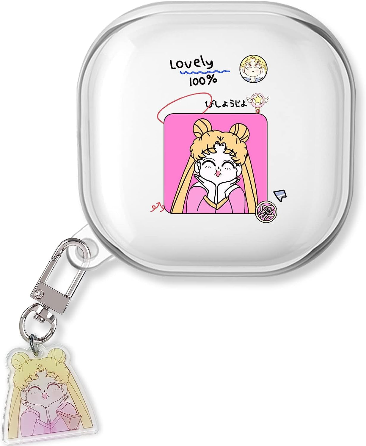 Cute Case for Samsung Galaxy Buds 2 Pro Case (2022) Buds 2 Case/Buds Pro Case/Buds Live Case with Cartoon Kawaii Anime Kulomi Pattern for Women Girls Kids Clear Soft Silicone Cover Skin  DiyGody Moon  