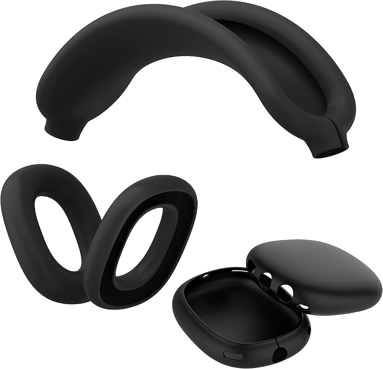TUCANA Silicon Cases Compatible for Airpods Max, Overhead Cover + Earcup Cover + Ear Pad Cover (Black)  TUCANA   