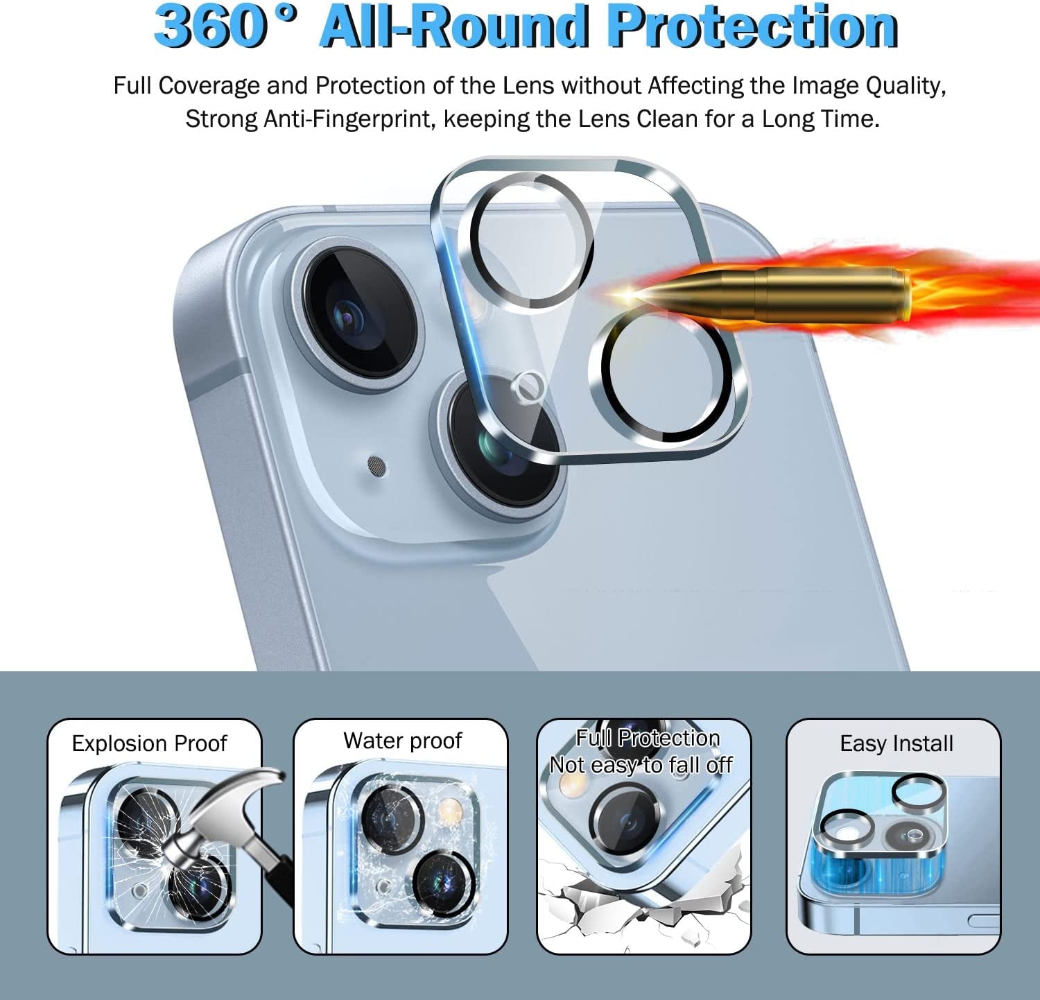 QHOHQ 3 Pack Screen Protector for Iphone 14 / Iphone 13 [6.1 Inch] with 3 Pack Tempered Glass Camera Lens Protector, Ultra HD, 9H Hardness,Case Friendly  QHOHQ   