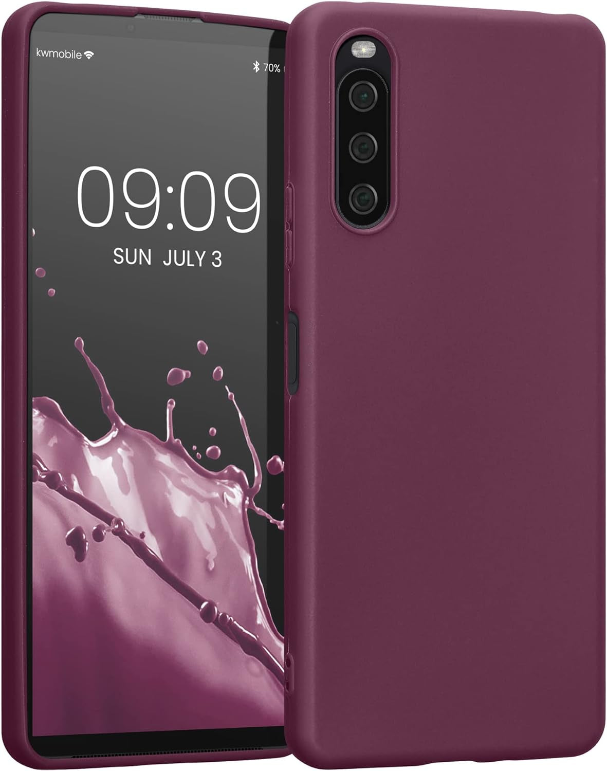 Kwmobile Case Compatible with Sony Xperia 10 IV Case - Soft Slim Protective TPU Silicone Cover - Cool Mint  KW-Commerce Bordeaux Violet  