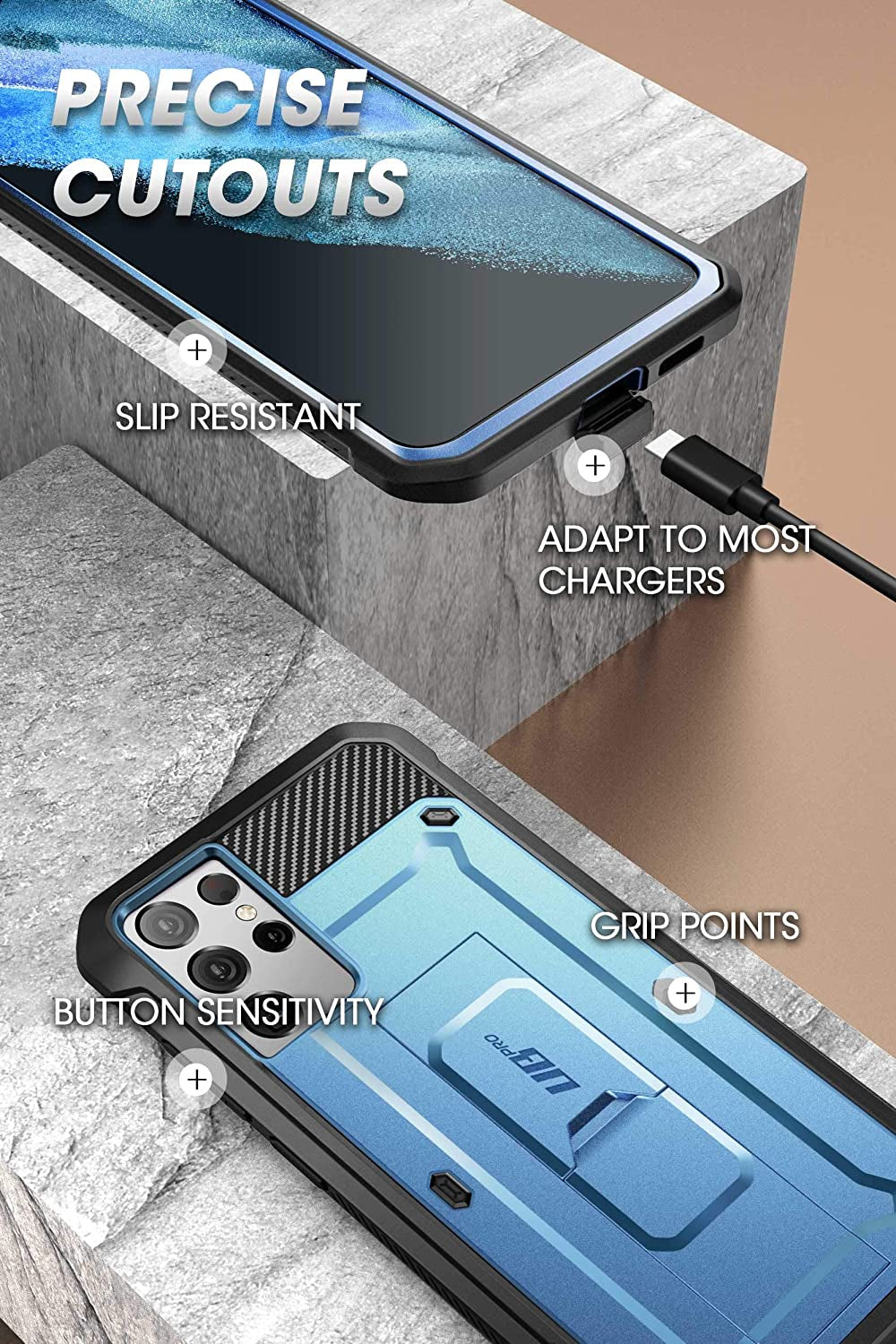 SUPCASE Unicorn Beetle Pro Series Case Designed for Samsung Galaxy S21 Ultra 5G (2021 Release), Full-Body Dual Layer Rugged Holster & Kickstand Case without Built-In Screen Protector (Tilt)  SUPCASE   