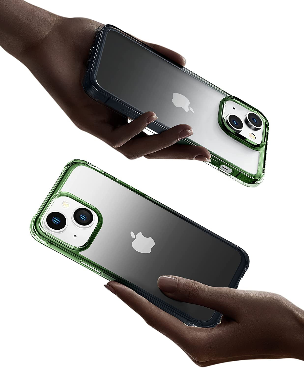 Mkeke for Iphone 14 Case Clear, for Iphone 13 Case, Upgraded Sturdy Phone Case with Military Grade Protective Bumpers for Iphone 14/13, Gradient Black-Green  Shenzhen Make Technology Company Limited   