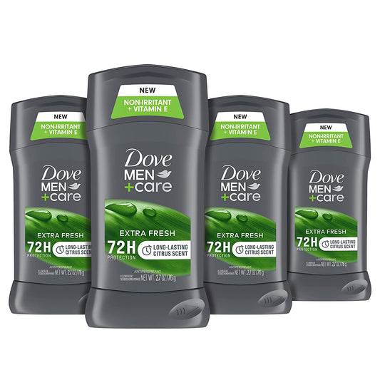 DOVE MEN + CARE Antiperspirant Deodorant with 72-Hour Sweat and Odor Protection Extra Fresh Antiperspirant for Men Formulated with Vitamin E and Triple Action Moisturizer | 2.7 Ounce (Pack of 4)  Unilever   