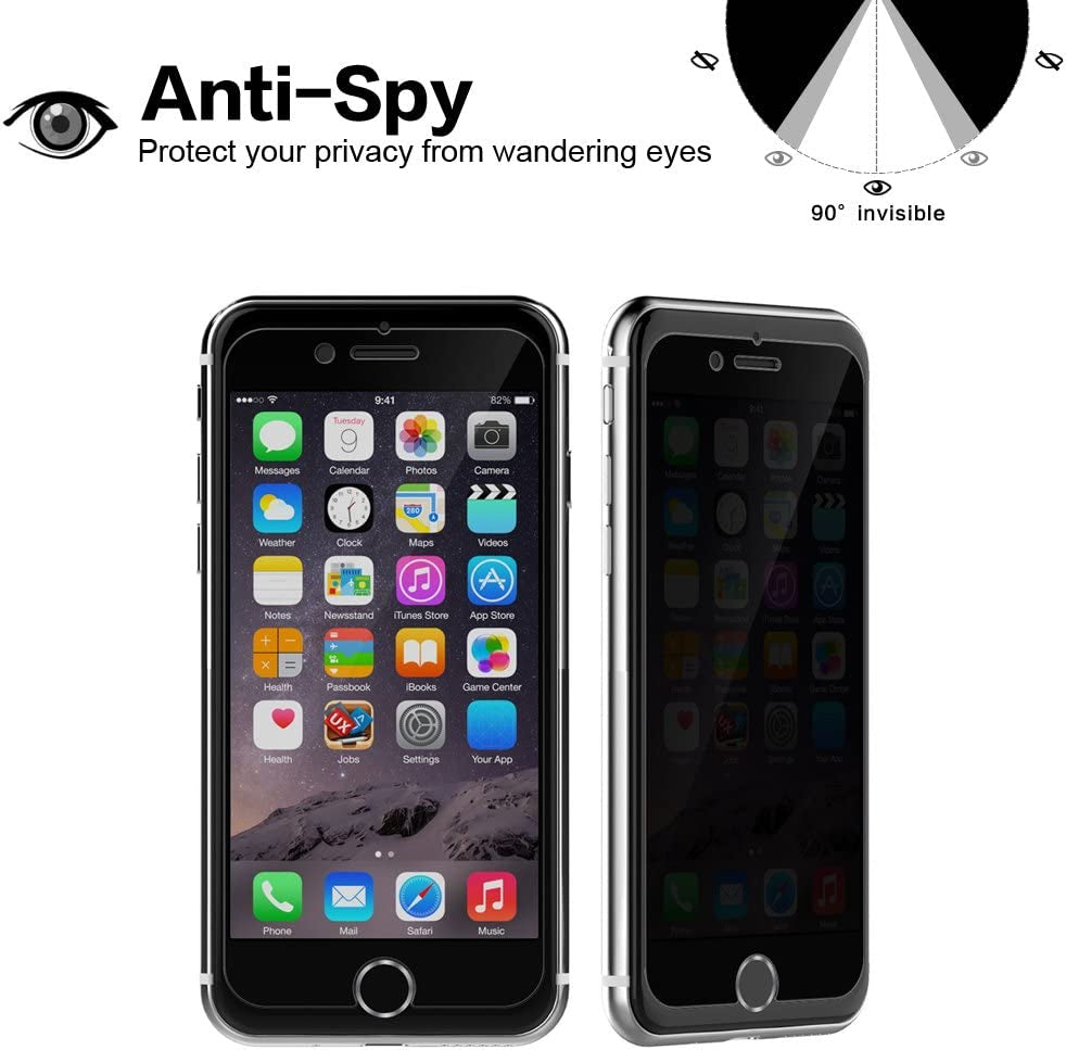 GLASS-M Privacy Screen Protector Compatible with Iphone 6, 6S, 7, 8, 180 Degree Anti-Spy, [Not Full Cover] Case Friendly Tempered Glass Screen Protector Film  GLASS-M   