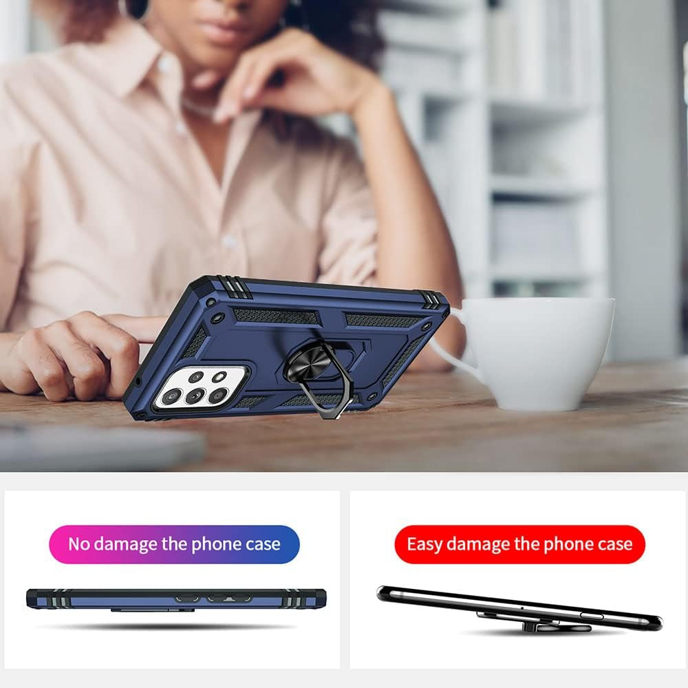 For Samsung A53 5G Case, Galaxy A53 5G Case with HD Screen Protector, [Military Grade 16Ft. Drop Tested] Ring Shockproof Protective Phone Case for Samsung Galaxy A53 5G,Blue  Yanmen   