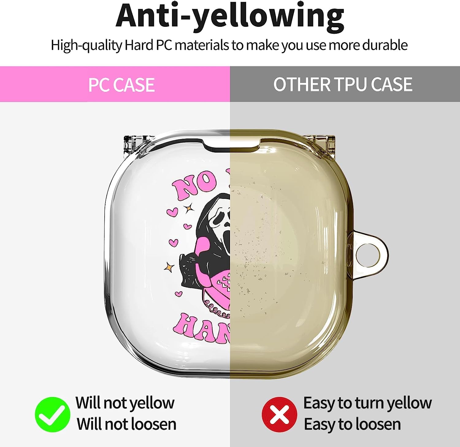 TOLUOHU Scream Ghost Case for Samsung Galaxy Buds2 Pro(2022)/Galaxy Buds Live(2020)/Galaxy Buds Pro(2021)/Galaxy Buds 2(2022) Case, Clear Hard Pc Shockproof Protective Cover with Keychain/Lanyard  TOLUOHU   