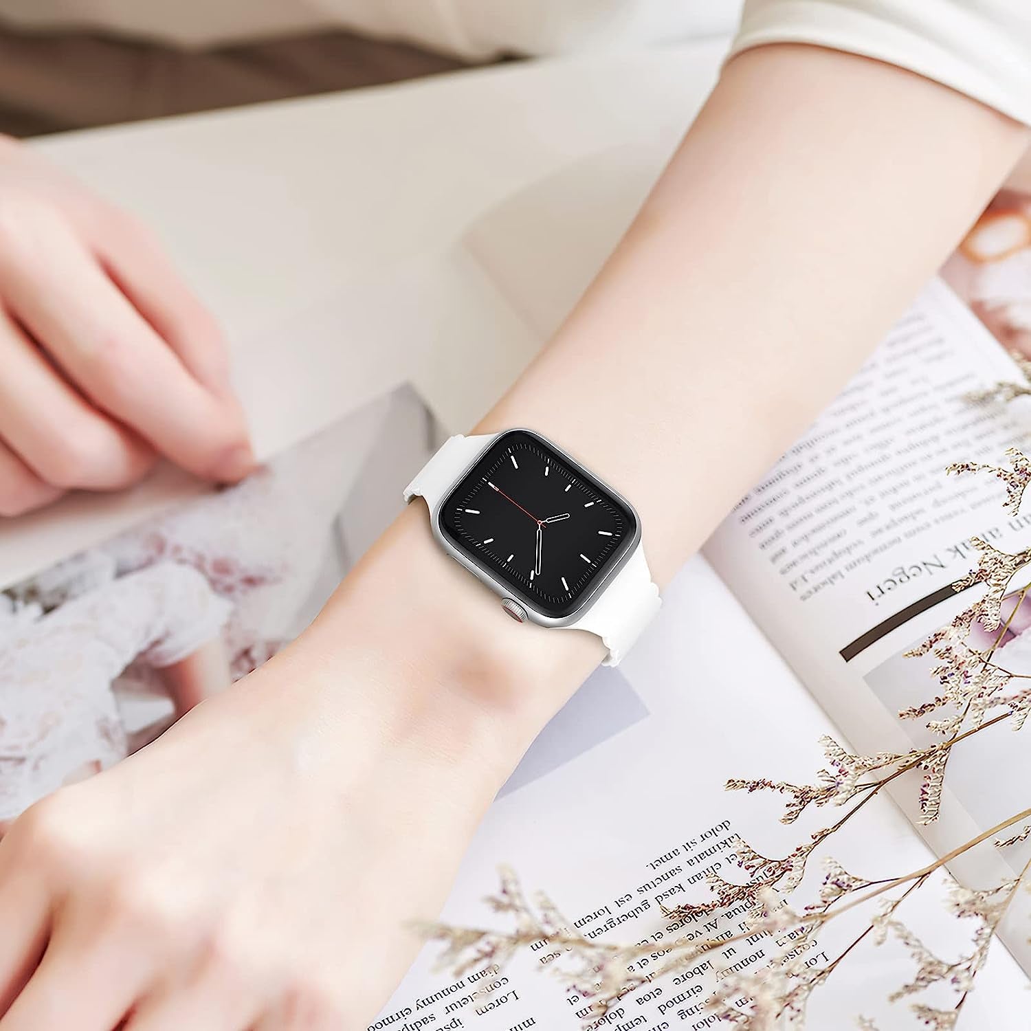 Sunnywoo Lace Silicone Band Compatible with Apple Watch Bands 38Mm 40Mm 41Mm 44Mm 42Mm 45Mm 49Mm, Women Soft Sport Strap Wristband Replacement for Iwatch Series Ultra 8 SE 7 6 5 4 3 2 1  Sunnywoo   