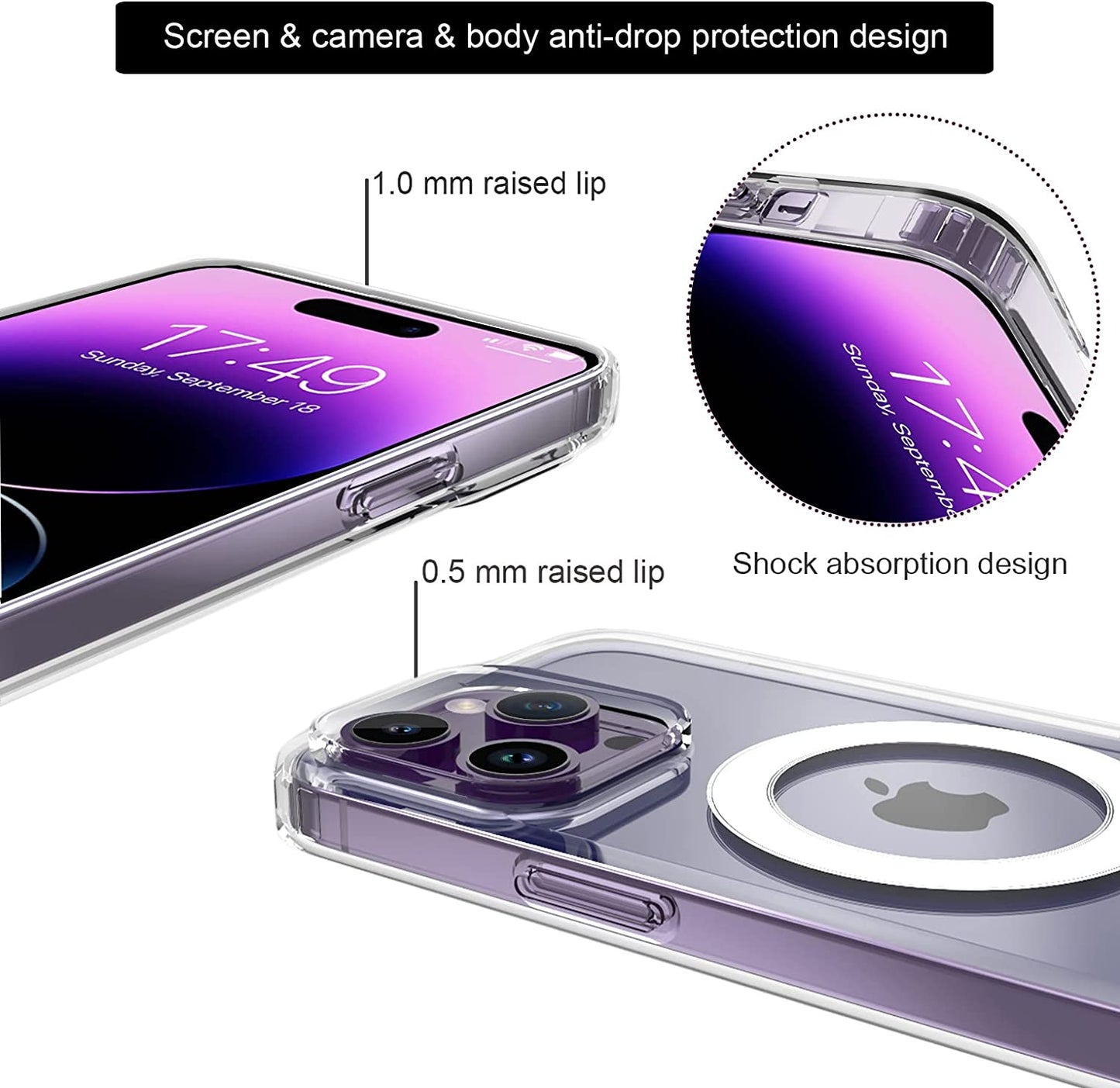 Chitri Compatible for Iphone 14 Pro Max Case Clear,[Compatible with Magsafe Wallet] [Three-Way Stand Magnetic Case] Compatible with Magsafe Charger Hard PC Back Slim Shockproof Protective Case  chitri   