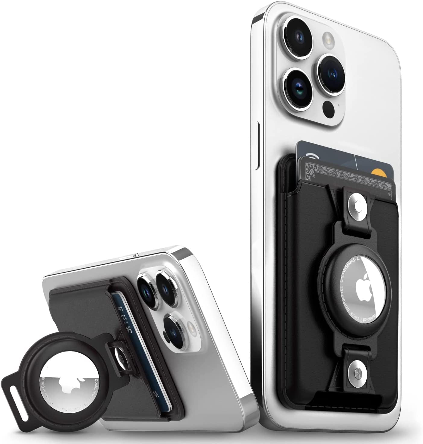 VENA Magsafe Wallet for Iphone with Airtag Holder, Card Holder, RFID Protection, 3-In-1 Detachable Magnetic Leather Case with Kickstand for Iphone 14/13/12 Series - Burgundy Red  Vena Black  