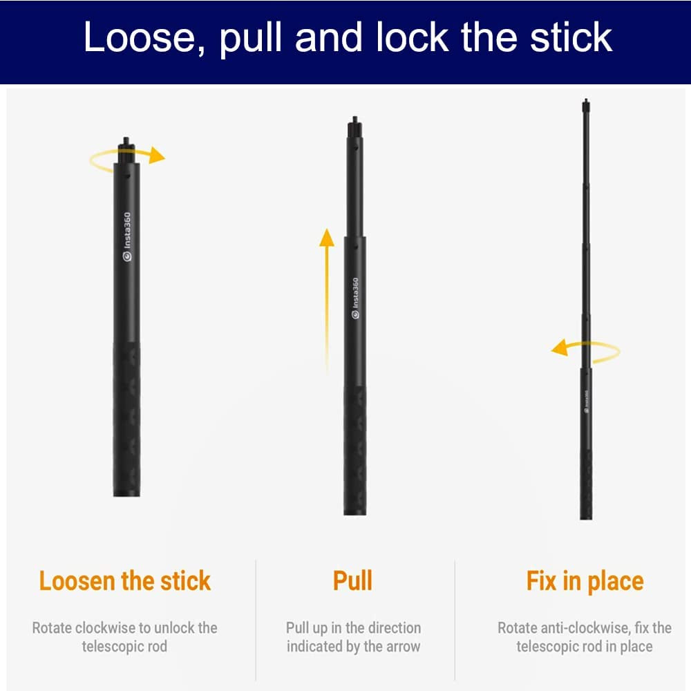 VGSION Ultra Long 3 Meters Invisible Selfie Stick for Insta360 One X3, One X2, One RS  VG   