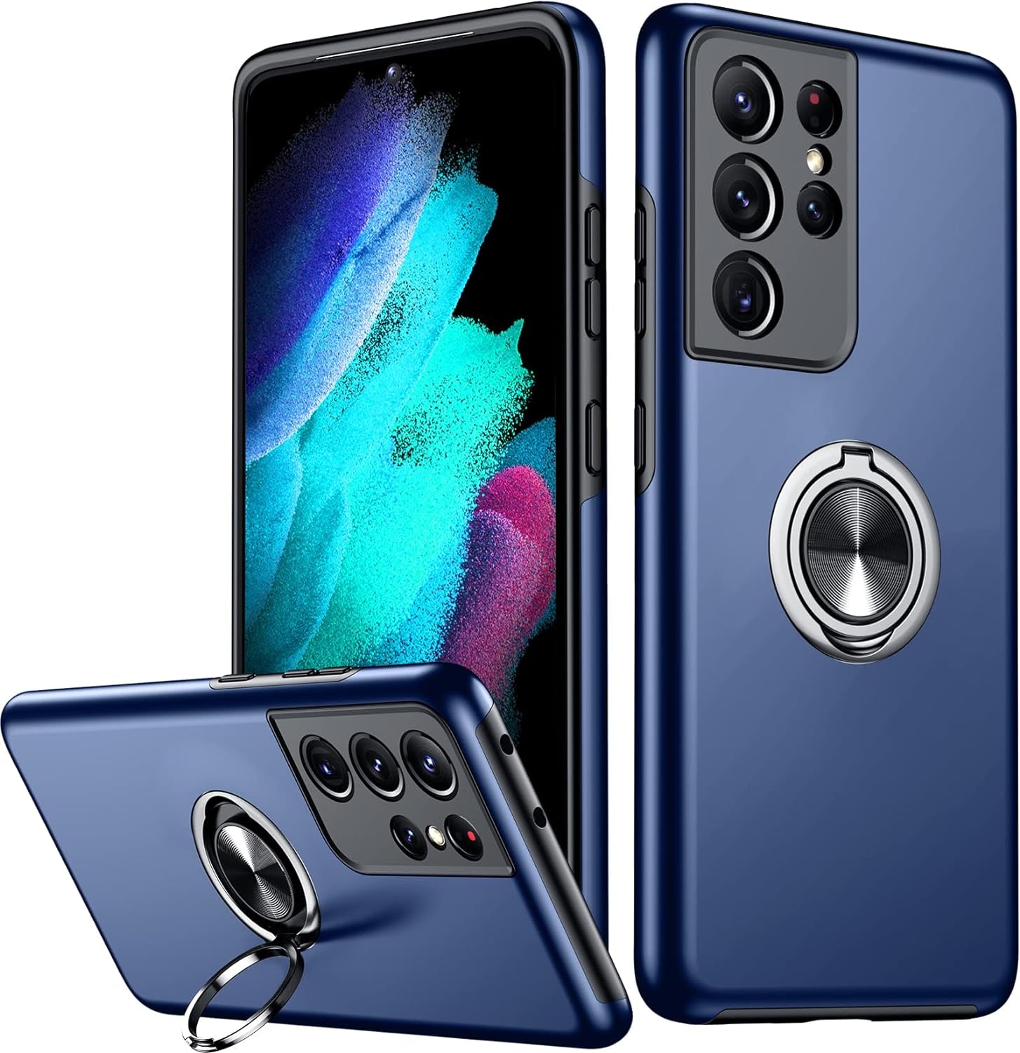 Temdan Samsung Galaxy S21 Ultra Case, [With Built-In Screen Protector & Camera Protector] [Full Body Waterproof] [Shockproof] [Dustproof] [Anti-Scratched] Clear Phone Case for S21 Ultra Case 5G Blue  Temdan Blue  