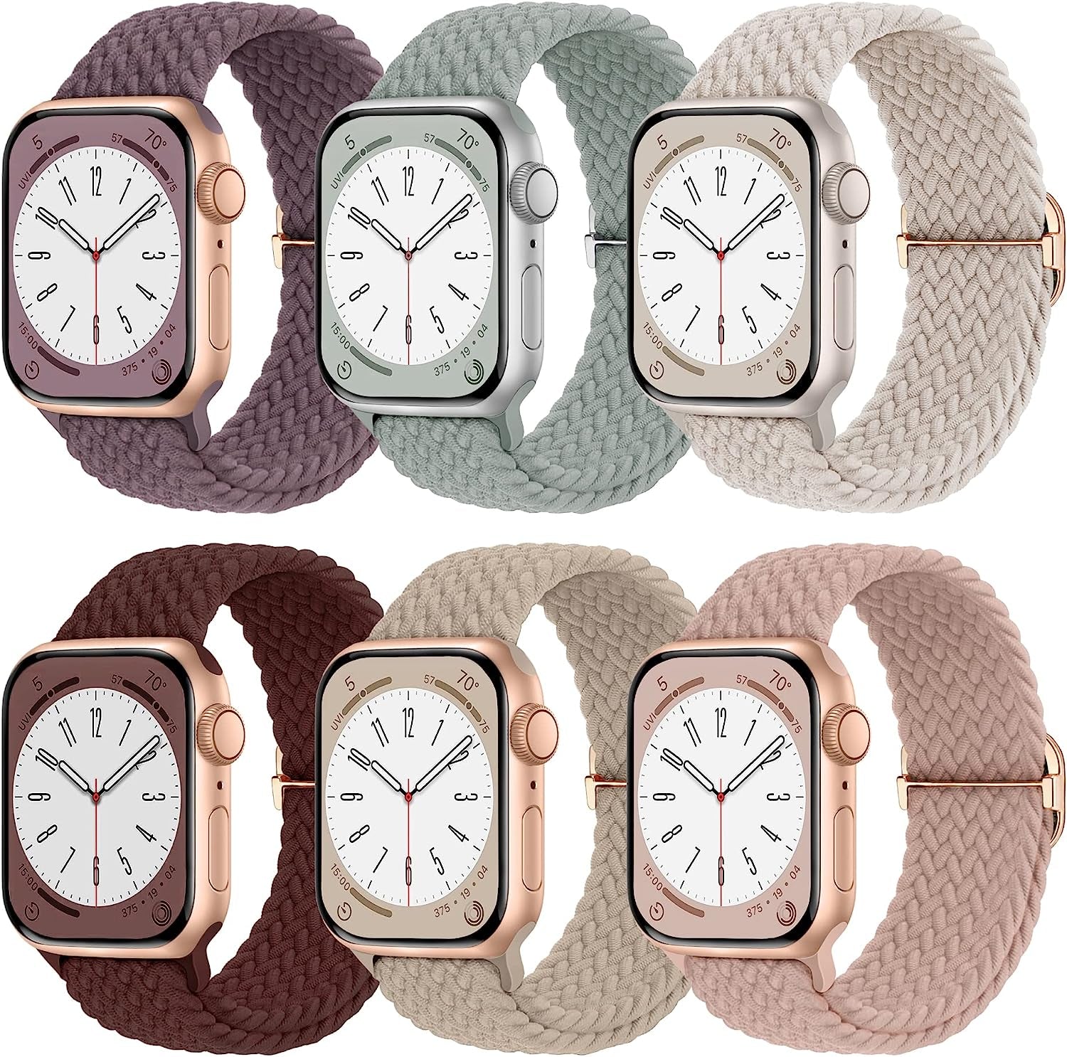 Pizooprs Braided Solo Loop Compatible with Apple Watch Band 38Mm 40Mm 41Mm 42Mm 44Mm 45Mm 49Mm for Women Men, Nylon Stretchy Sport Bands Soft Elastic Straps for Iwatch Ultra SE Series 8 7 6 5 4 3 2 1  Pizooprs Pink/Starlight/Milk Tea/Smoke Violet/Wine/Sage Green 38/40/41mm 