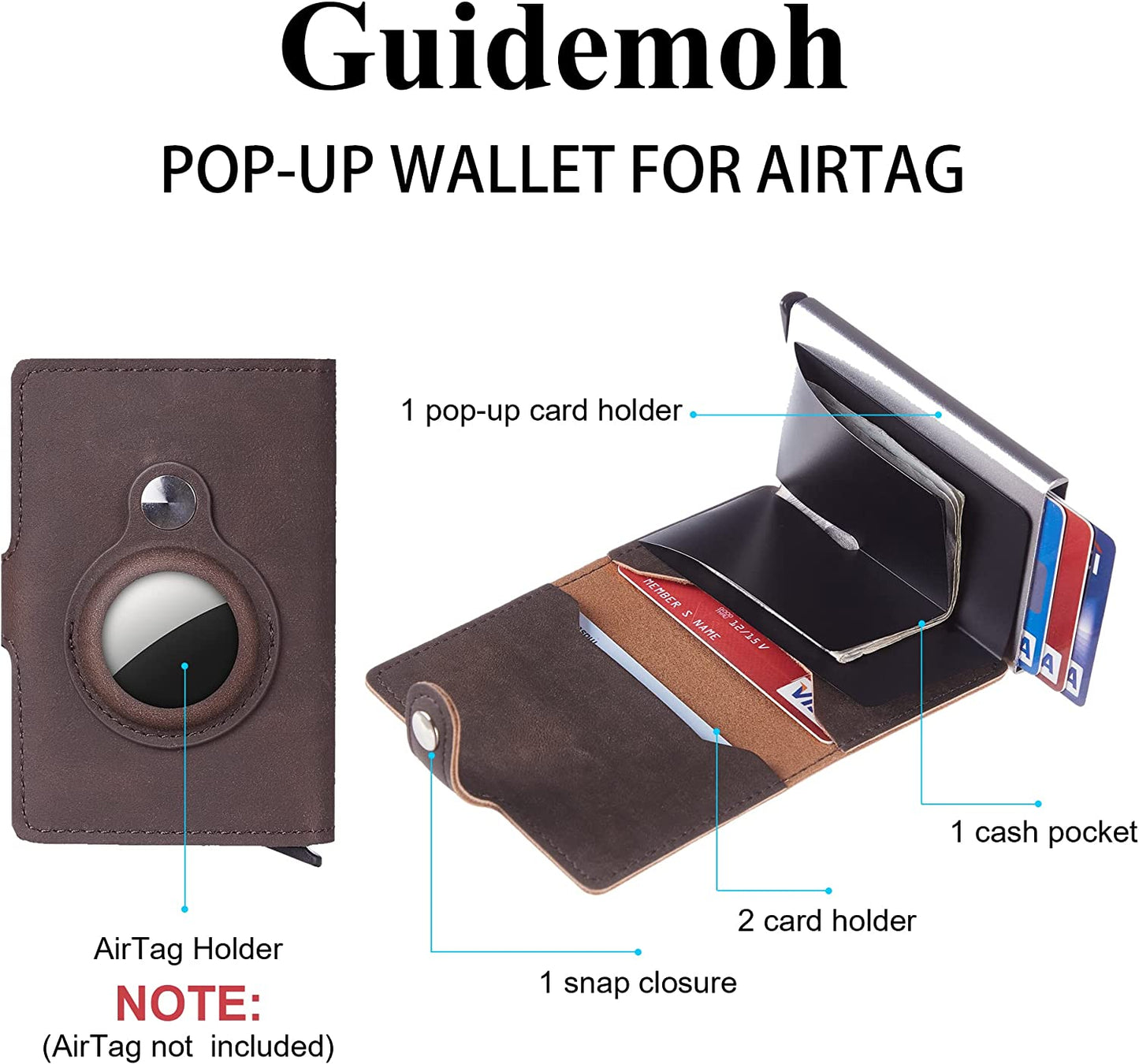 Guidemoh Airtag Wallet for Men,Slim RFID Mens Wallets with Money Clip Blocking Credit Card Holder for Men with Gift Box  Guidemoh   