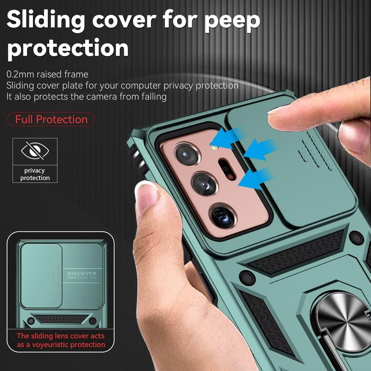 Yodueiv for Galaxy Note 20 Ultra Case, Samsung Note 20 Ultra SM-N986U Case with Tempered Glass Screen Protector and Slide Camera Cover, Car Mount Holder Cover for Samsung Galaxy Note 20 Ultra 5G Green  Yodueiv   