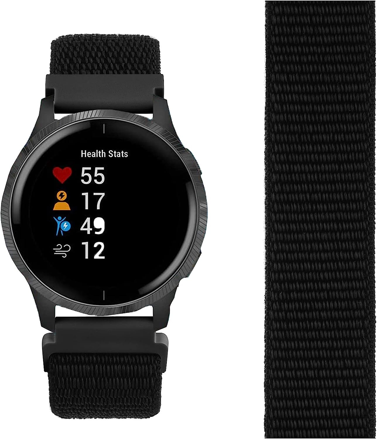 2 Pack Bands for Garmin Venu / Venu 2 plus / Venu Sq Watch Band Women Men, Soft Nylon Adjustable Replacement Wristband Strap for Garmin Vivomove Sport, Vivoactive 3 / 3 Music, Forerunner 645 / 245 Music Smart Watch  Wanme   